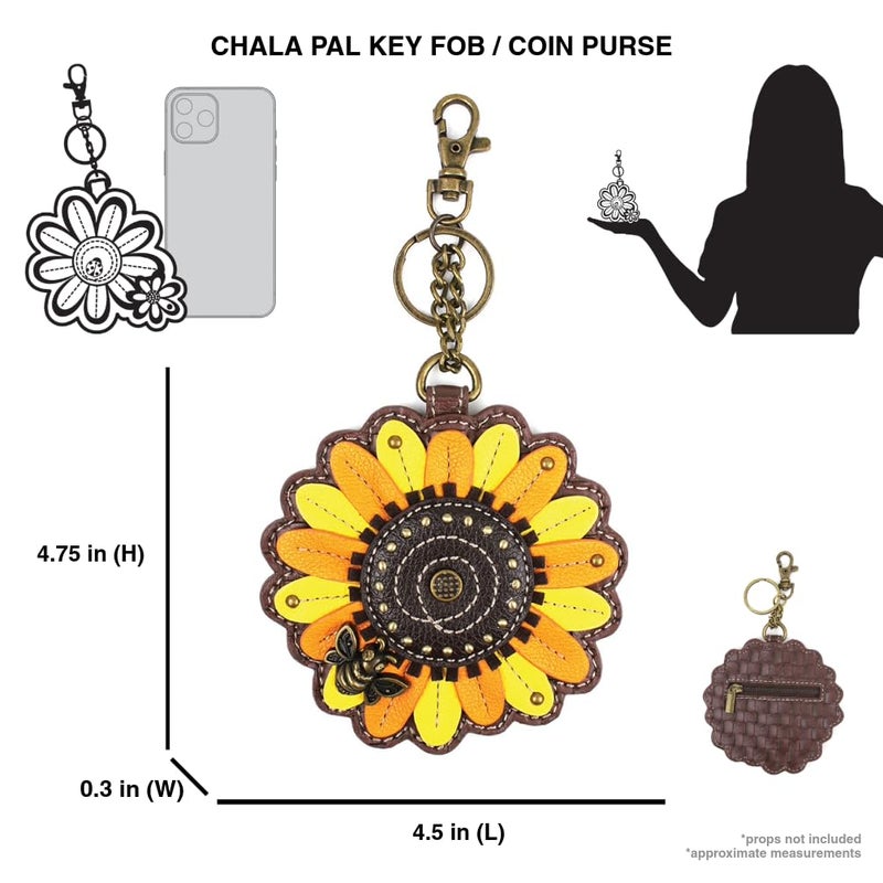 CHALA Plant Life Collection Women's Decorative Key Fob/Coin Purse Accessory (Sunflower) - Image 4